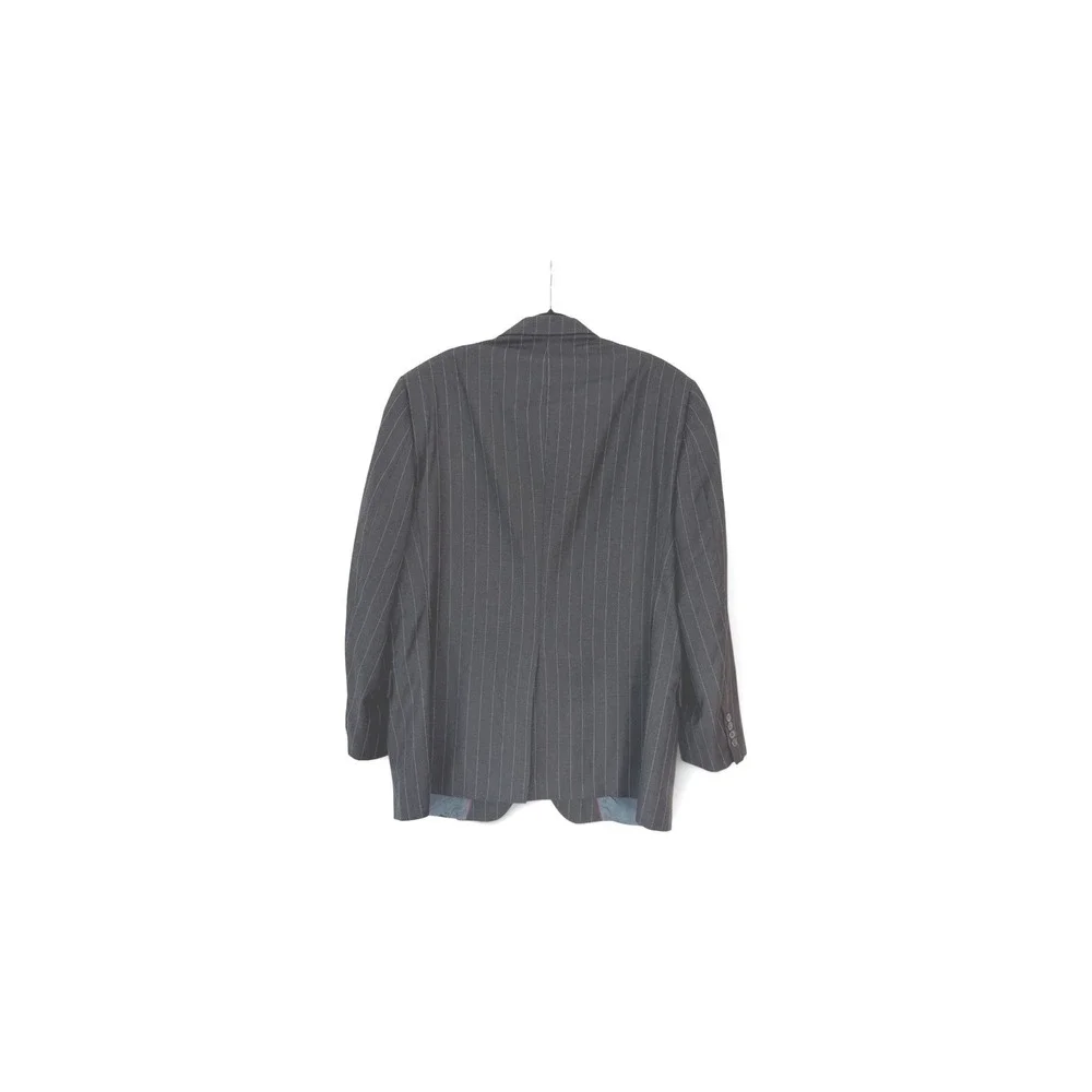 Jos. A. Bank Mens Black Pinstripe Super 100s Merino Wool 2 Piece Suit Blazer 46R
